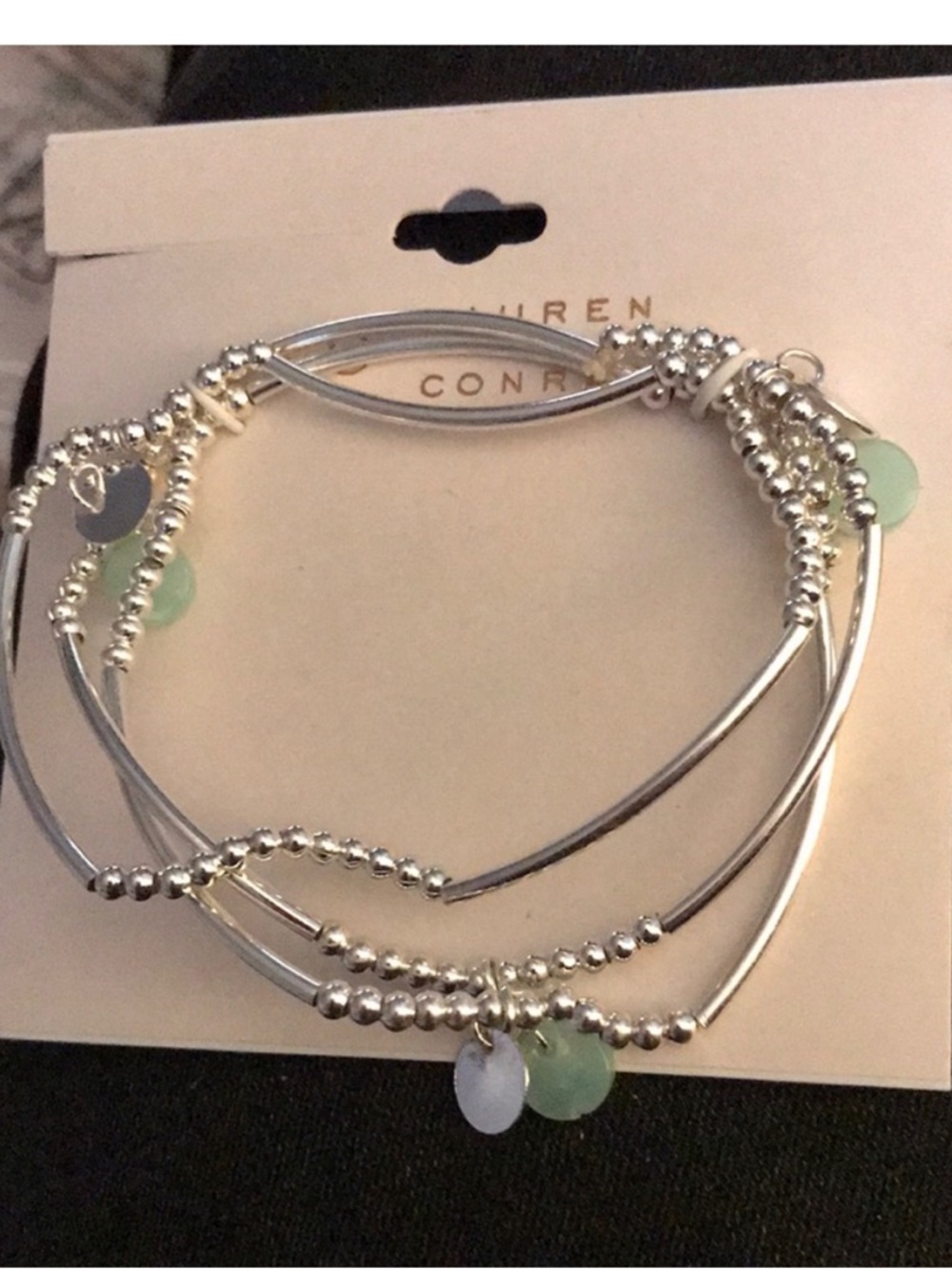 Silver Multi-Strand Beaded Bracelet with Charms by Lauren Conrad